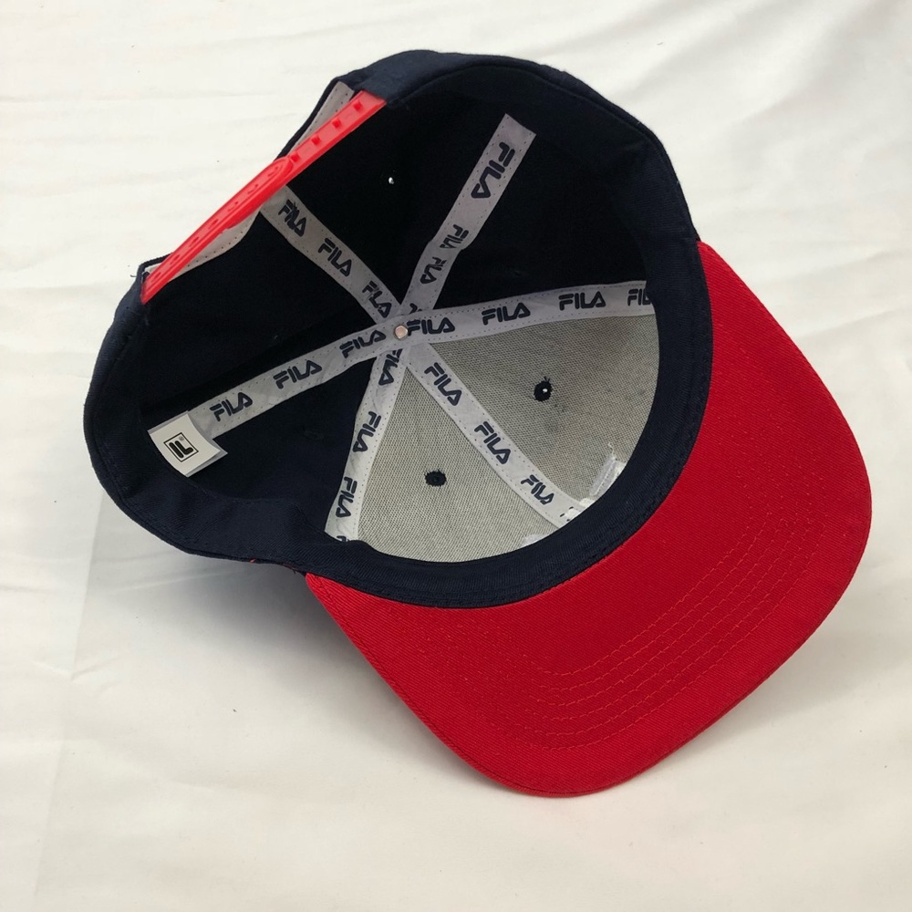 Fila Adjustable Flat Brim Cap Navy Blue & Red - Picture 2 of 4
